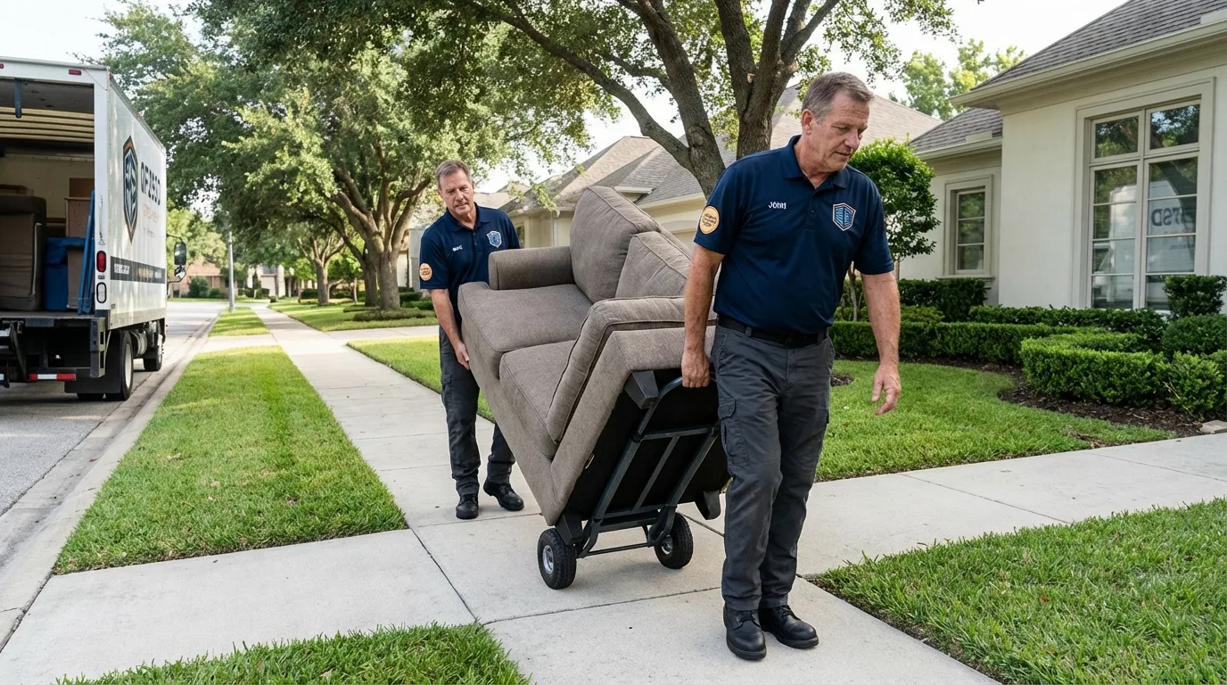 Local residential moving crew loading furniture in Girard, KS
